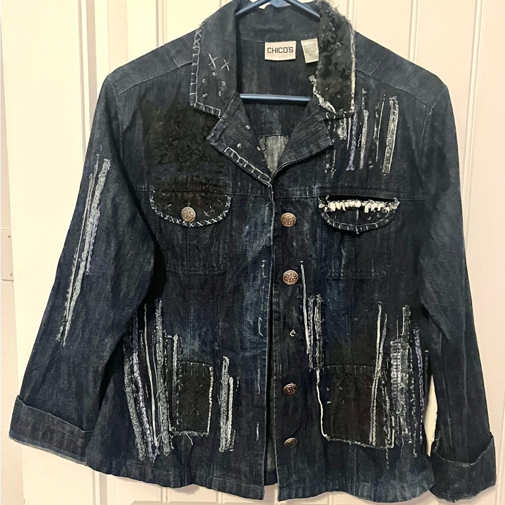 Chico's Distressed Denim Jacket